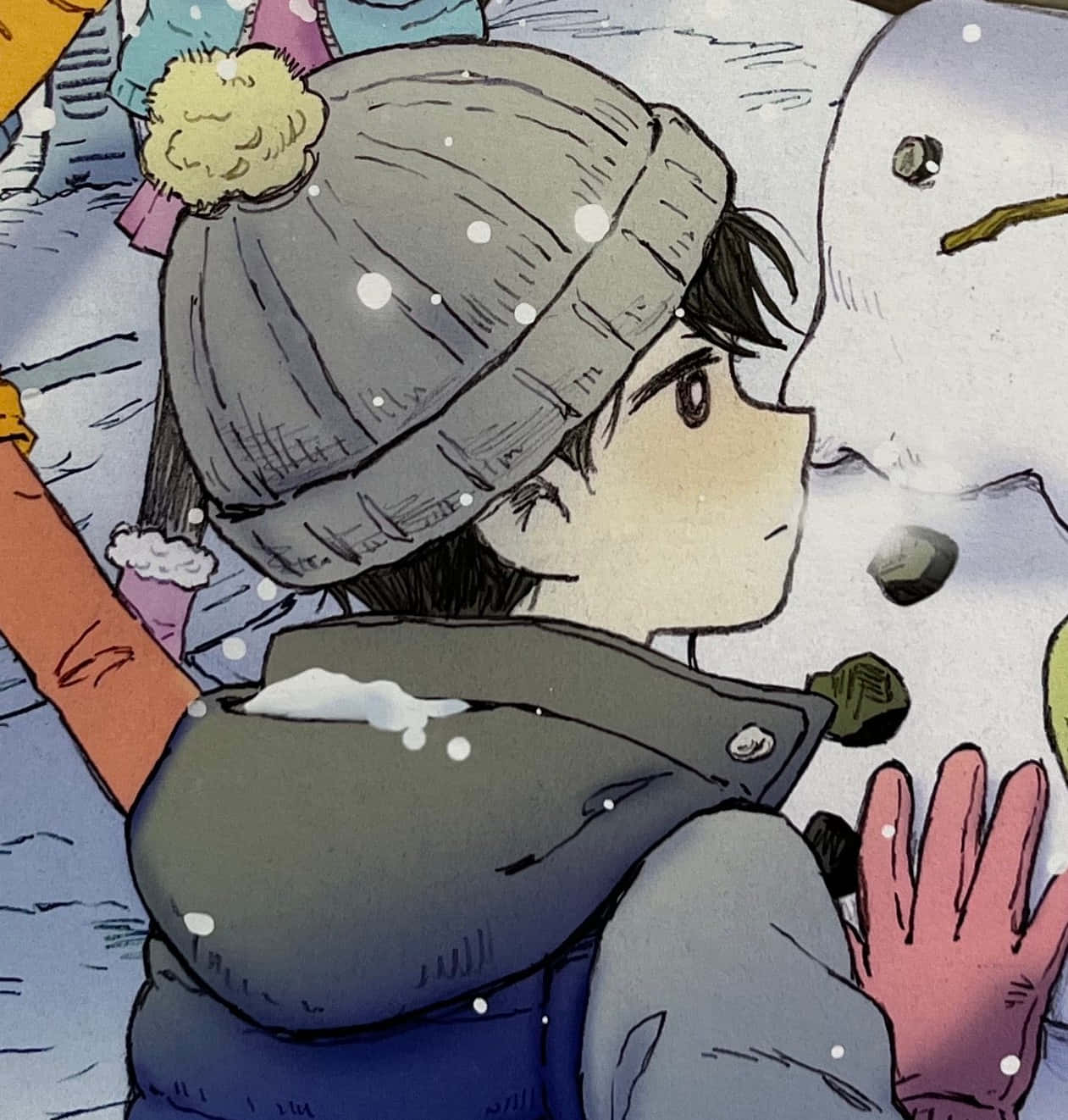 Omori, snowman, snowy scene, HD Phone Wallpaper
