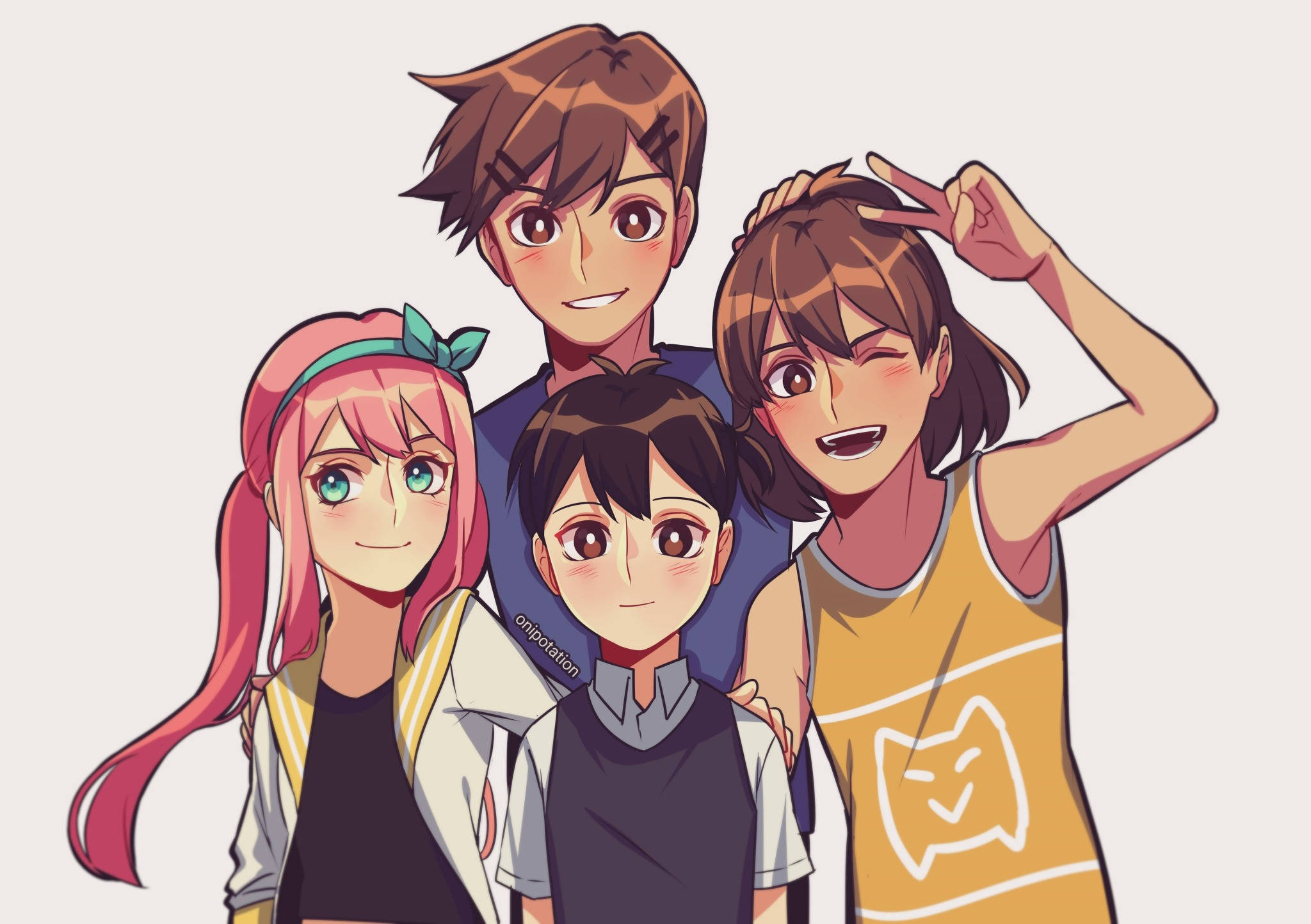 Omori, group picture, anime characters, Full HD Desktop Wallpaper