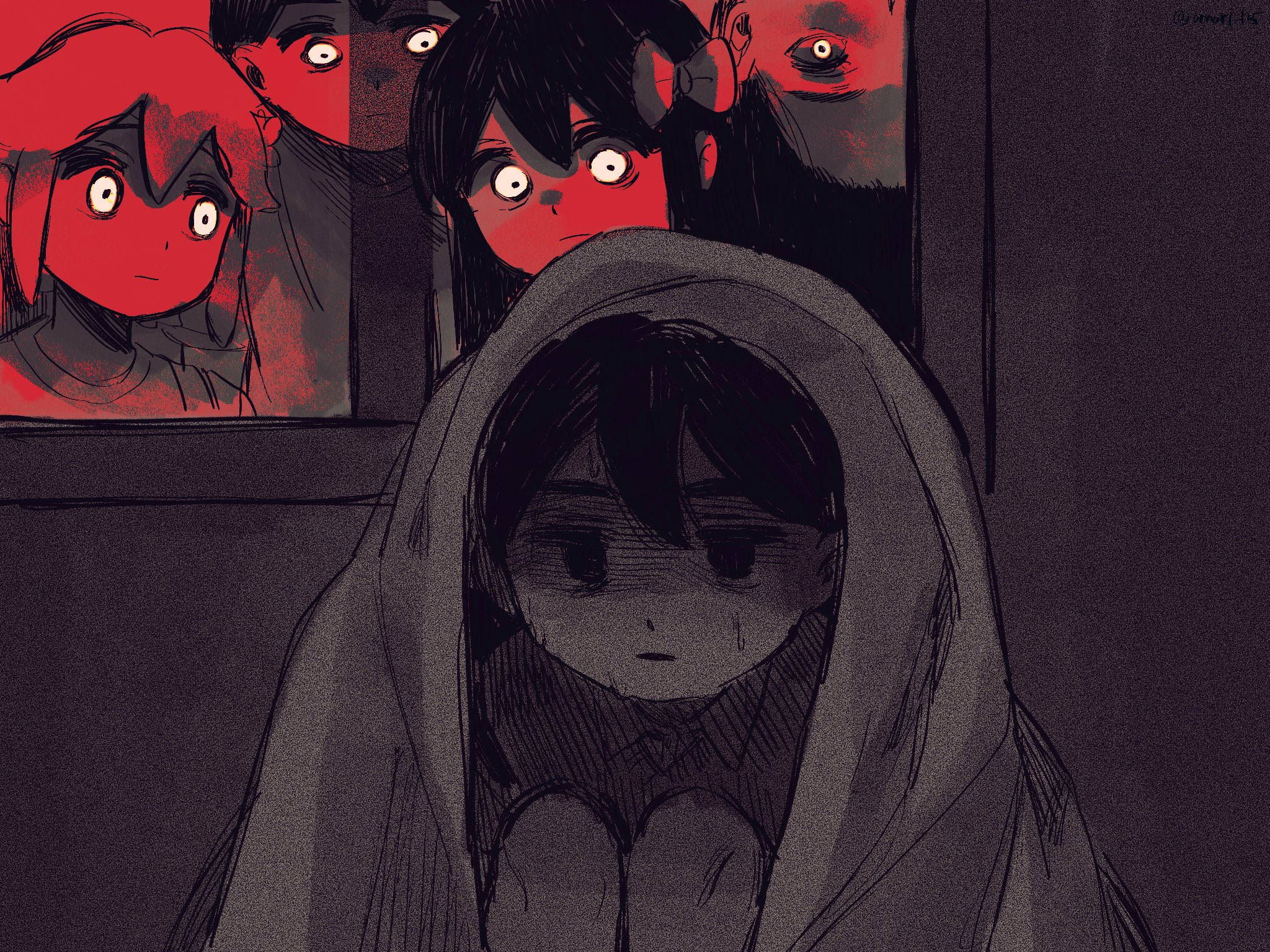 Omori, Sunny, hooded figure, Full HD Desktop Wallpaper