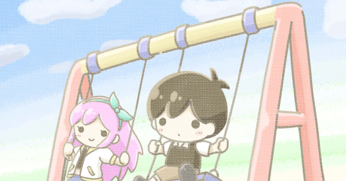 Omori, chibi, pink swing set, SD Desktop Wallpaper