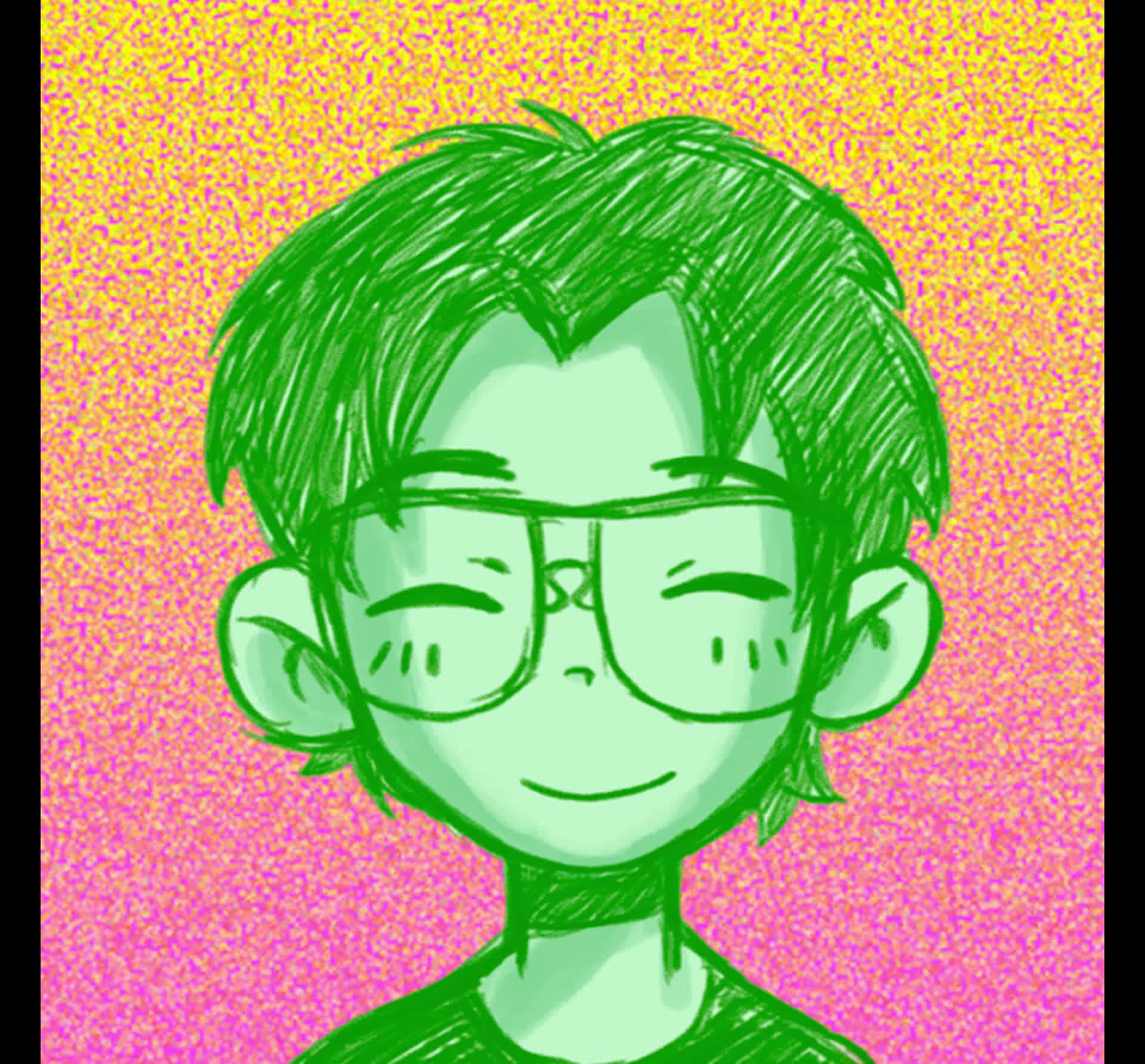 Green Omori, glasses, anime-style boy, Full HD Desktop Wallpaper