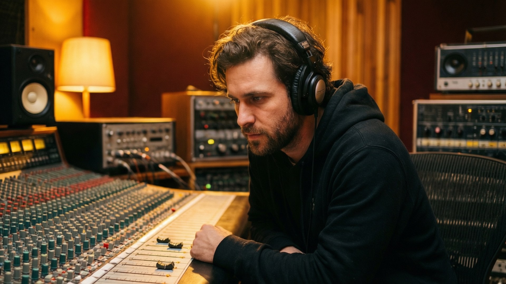OMZ, recording studio, warm tones, Full HD Desktop Wallpaper