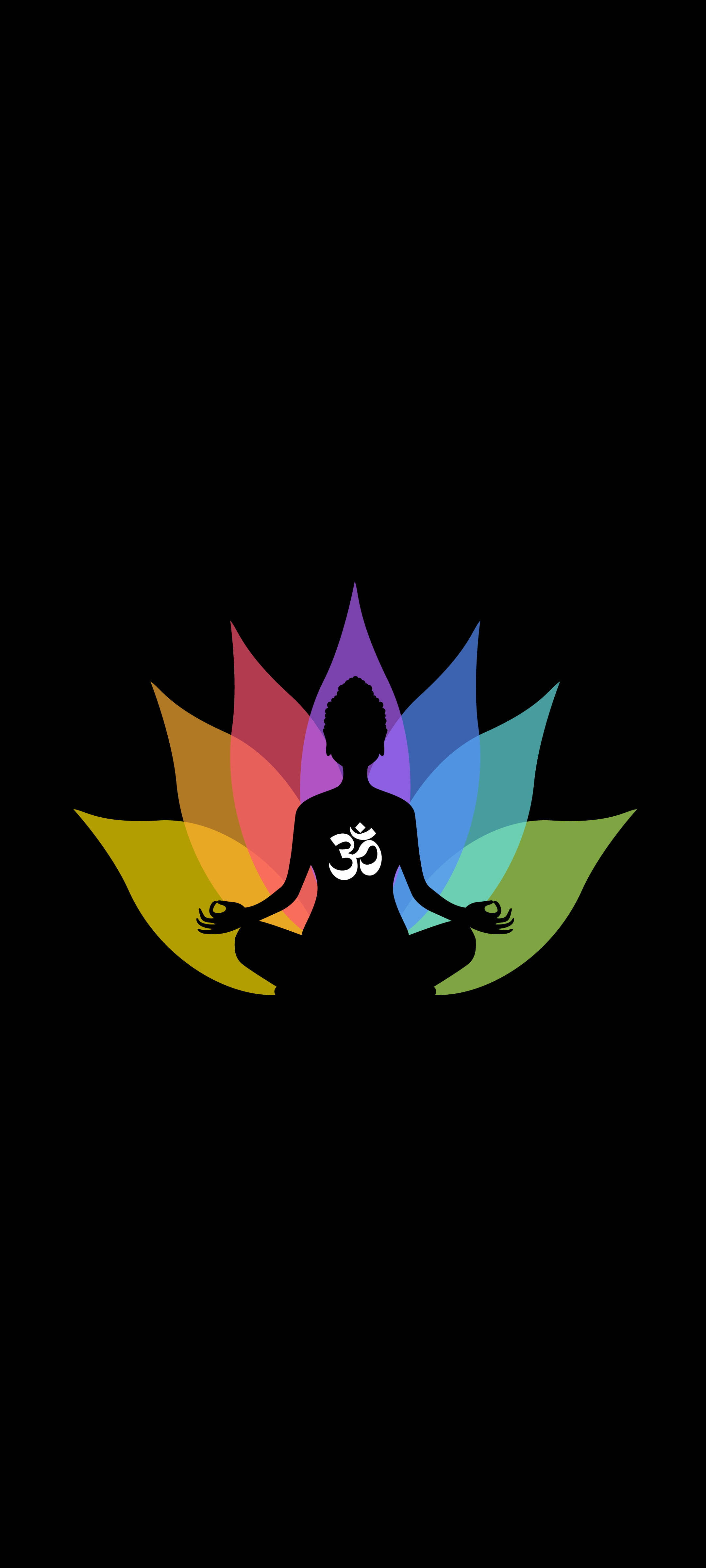 Om symbol, yoga, rainbow, 4K Phone Wallpaper