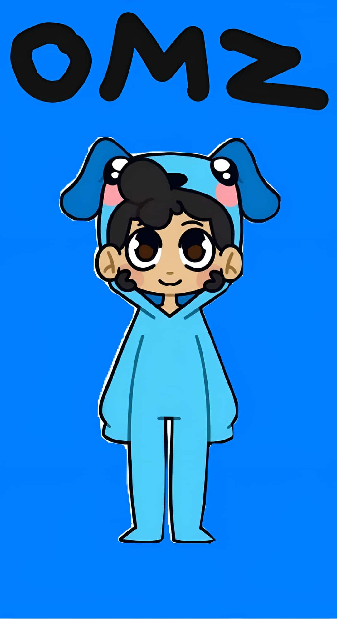 Omz, blue dog-themed onesie, solid blue background, Full HD Phone Wallpaper