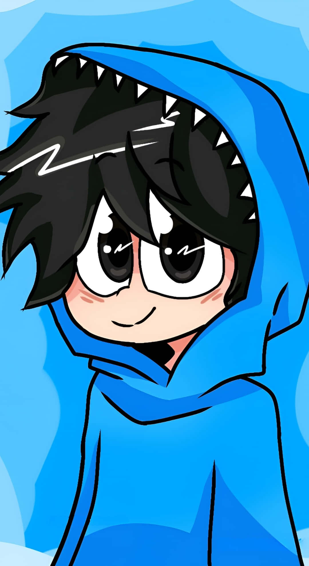 Omz, black spiky hair, blue hoodie, Full HD Phone Wallpaper