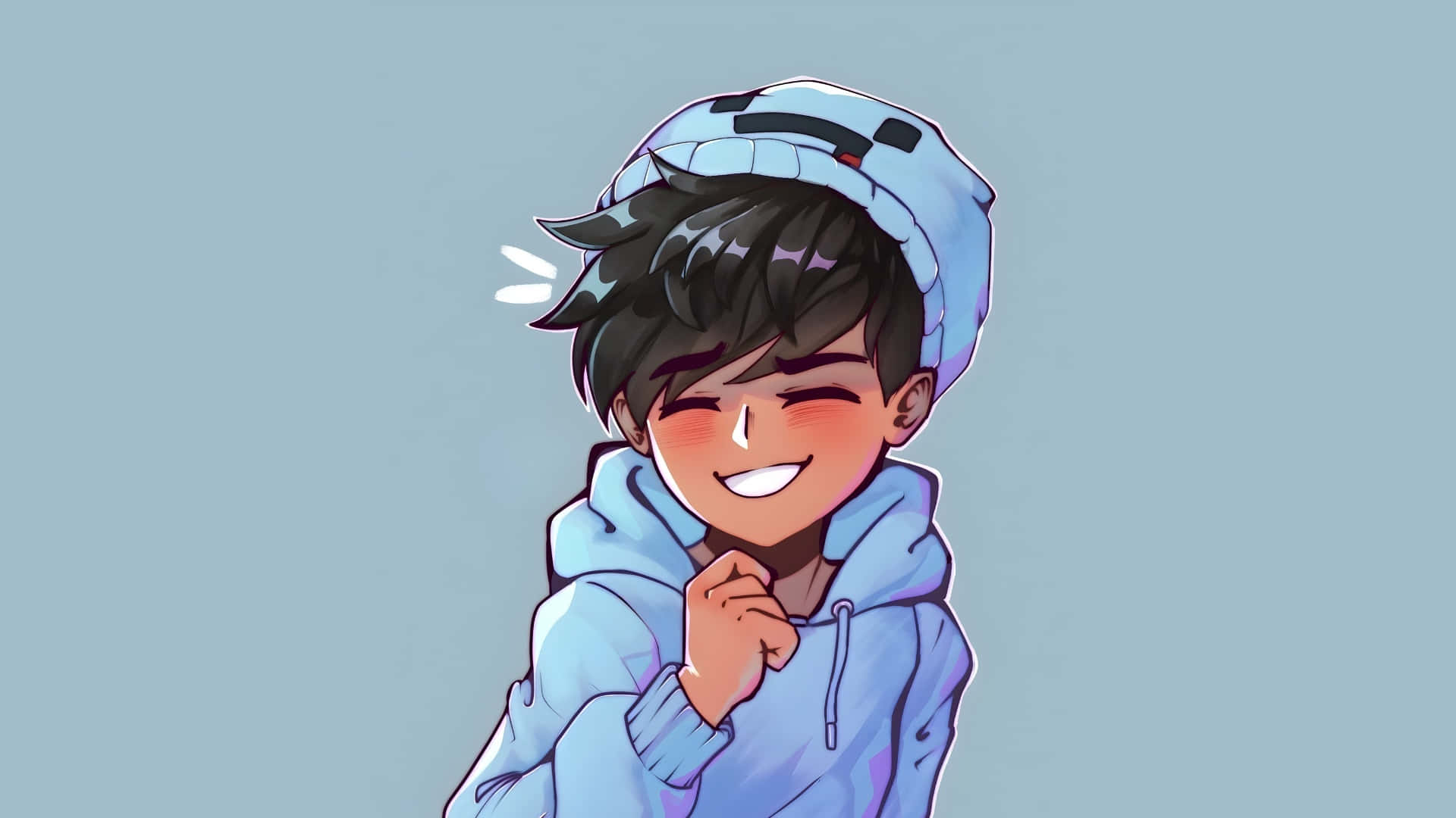 Omz, anime boy, light blue hoodie, Full HD Desktop Wallpaper