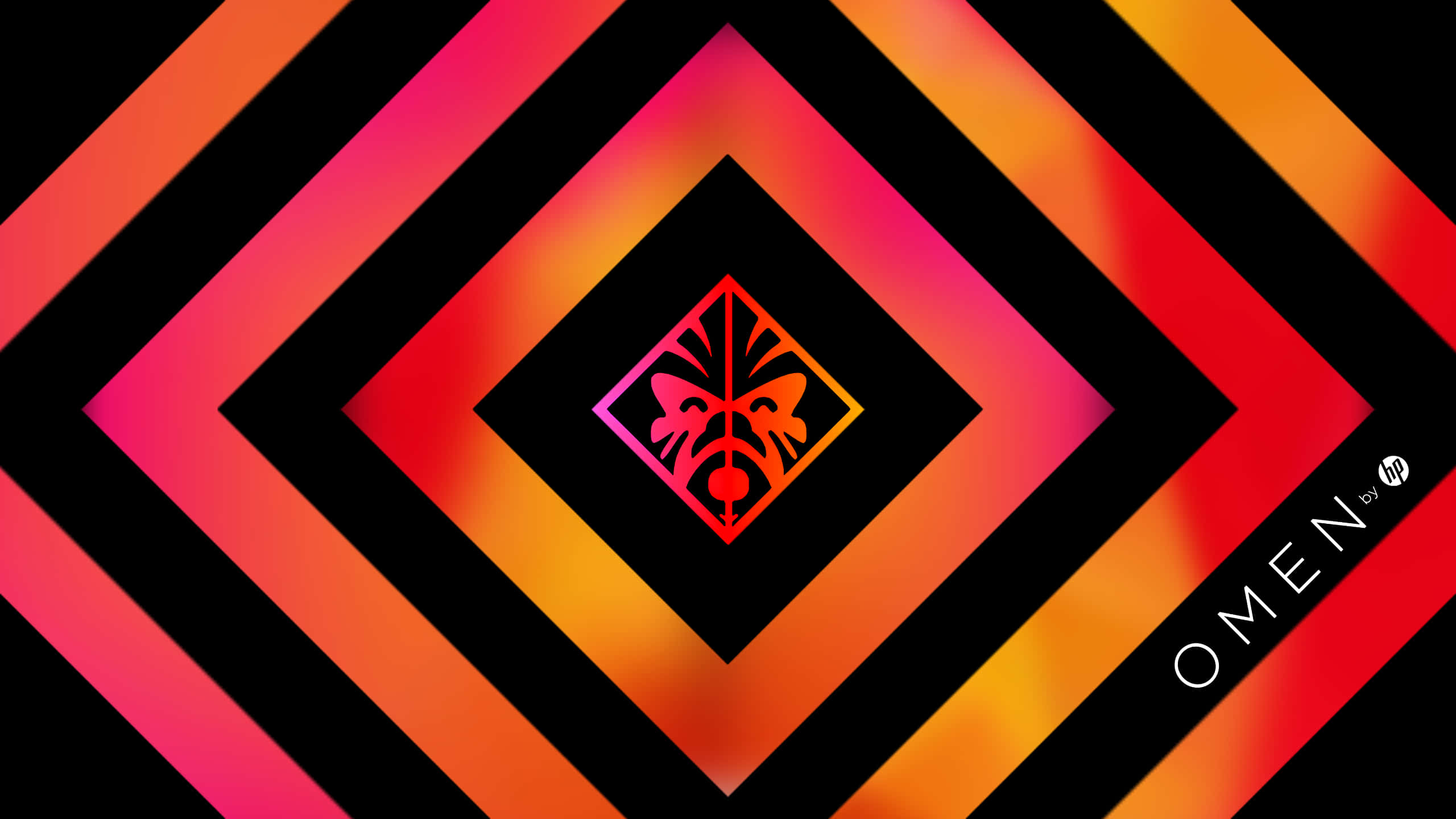 hp omen, geometric diamond pattern, fiery orange, 2K Desktop Wallpaper