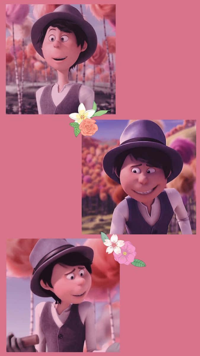 Onceler, boy in a hat, giant pink roses, SD Phone Wallpaper