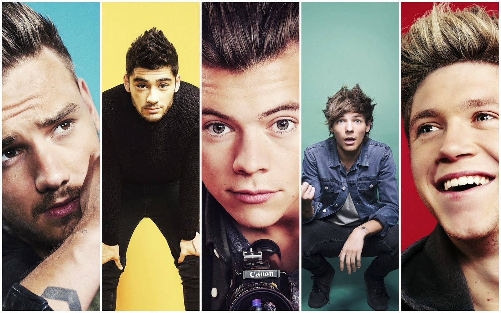 One Direction Aesthetic, vibrant colored backdrops, studio portrait collage, HD Desktop Wallpaper