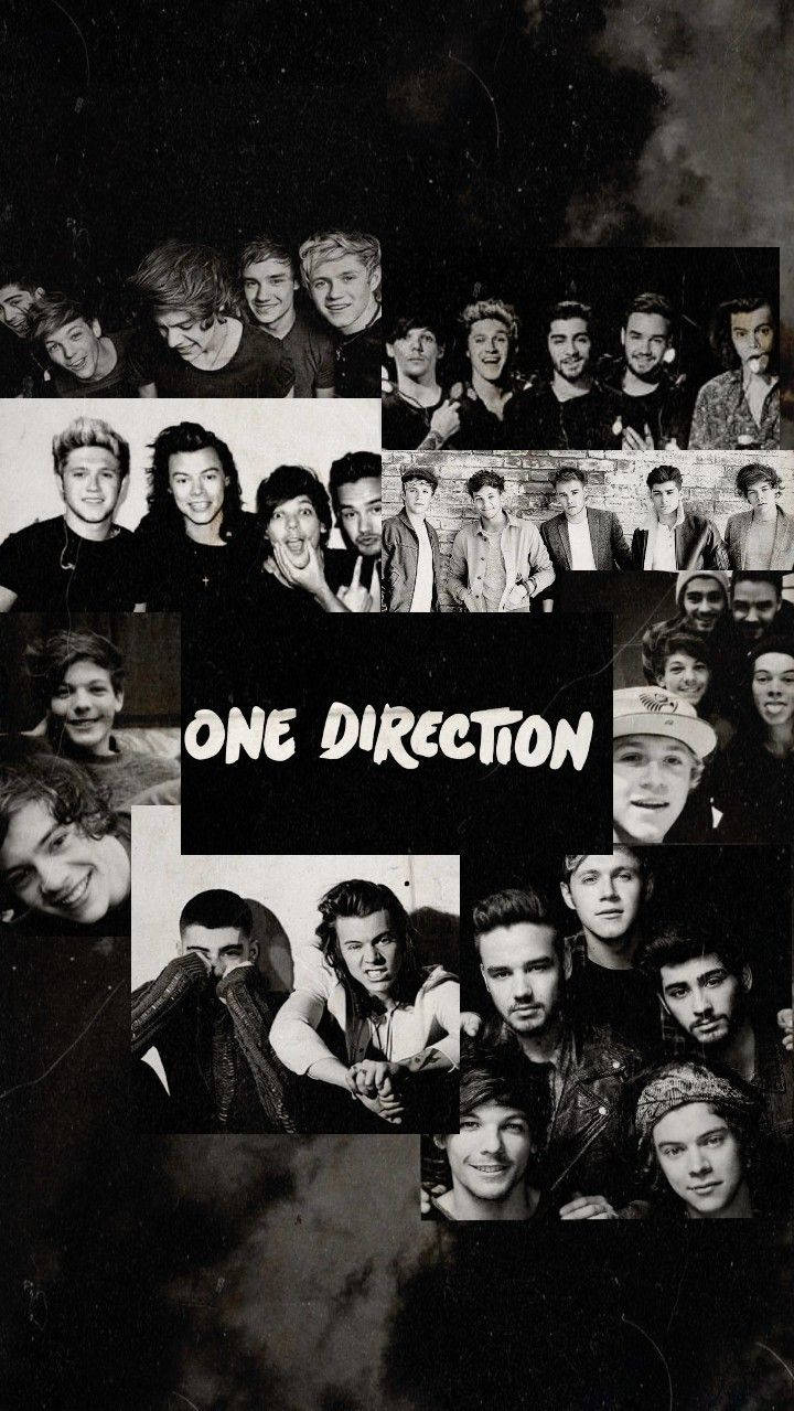 One Direction, black and white, collage, SD Phone Wallpaper