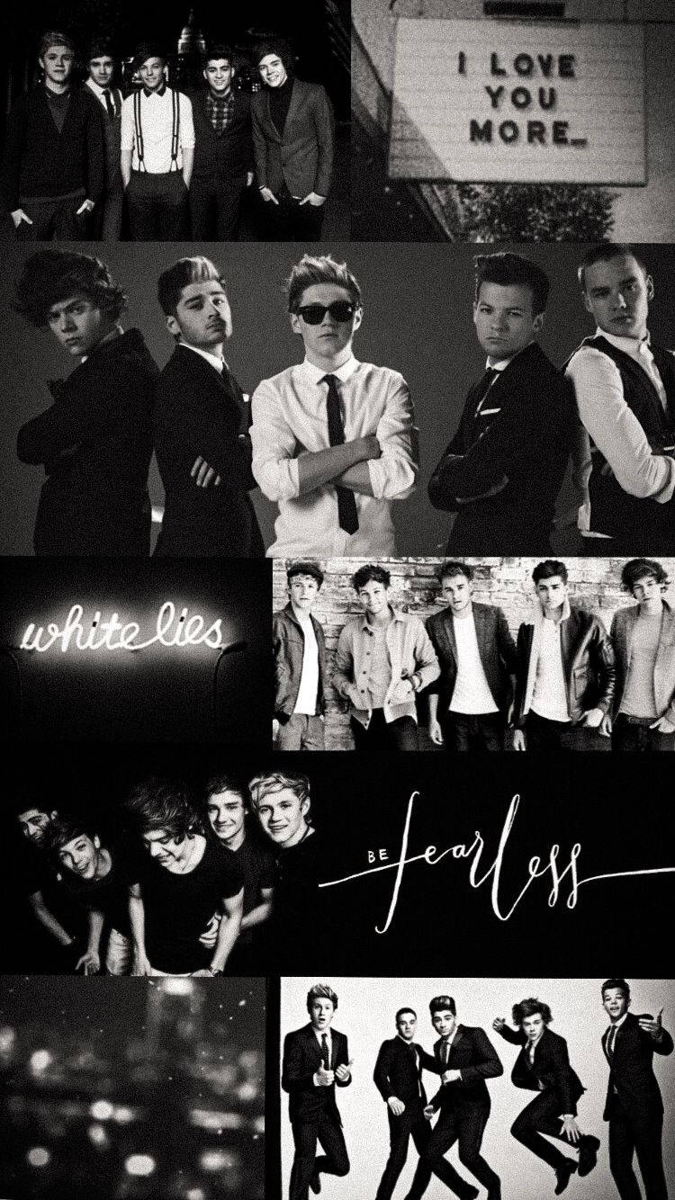 One Direction, grayscale collage, black and white, HD Phone Wallpaper
