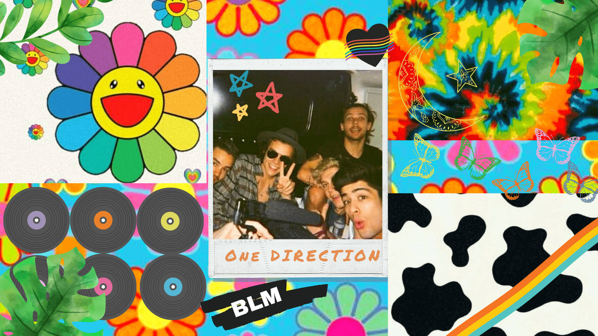 One Direction, indie aesthetic, retro patterns, Full HD Desktop Wallpaper