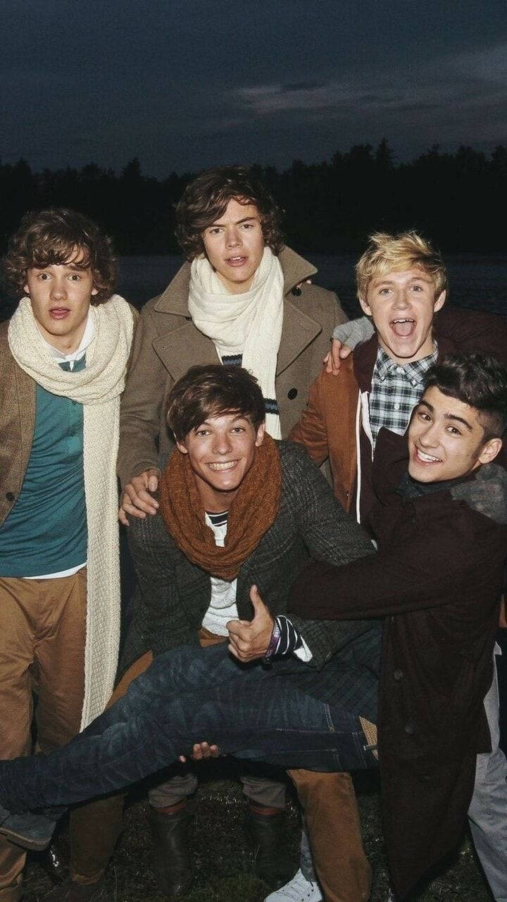One Direction Aesthetic, five young men, cozy scarves, HD Phone Wallpaper