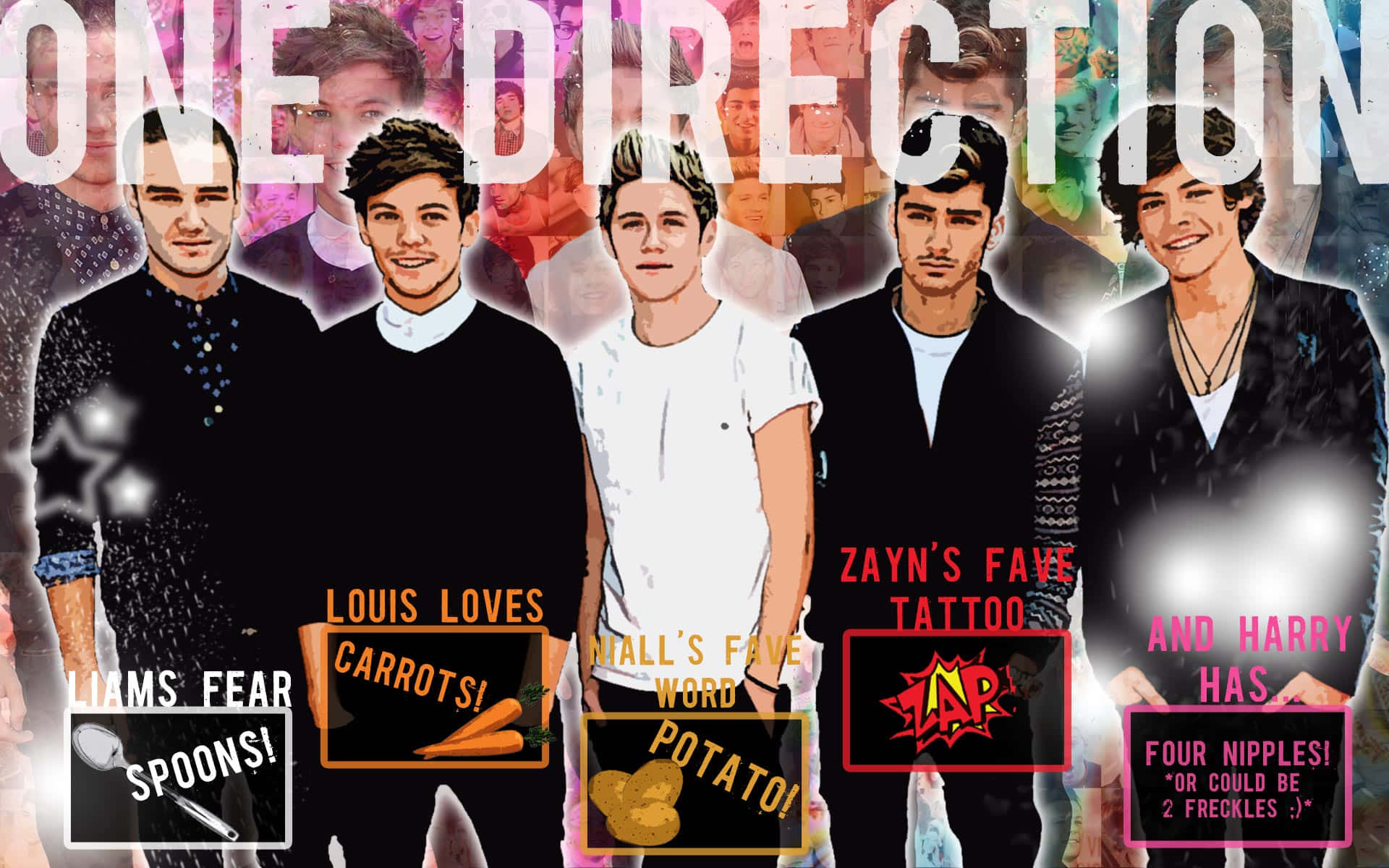 One Direction, digital-art collage, members, Full HD Desktop Wallpaper