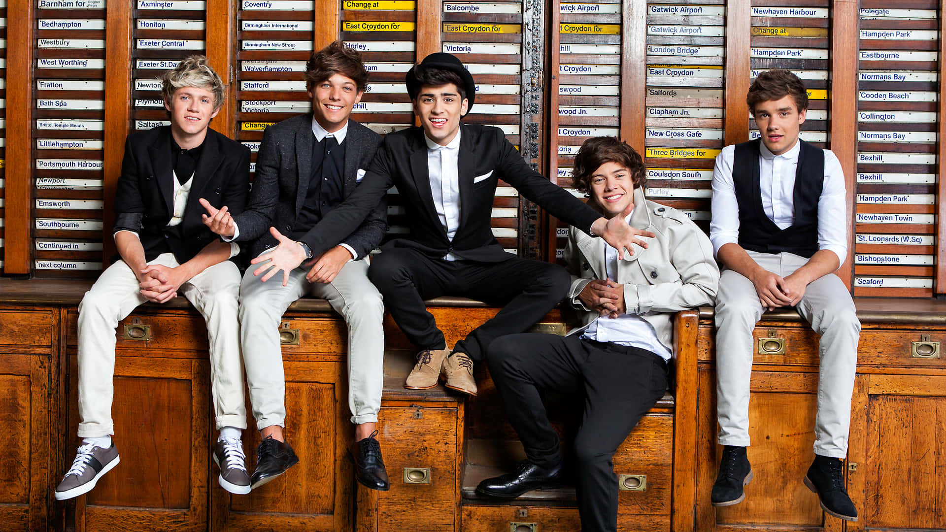 One Direction, laptop decal, vintage wooden bench, Full HD Desktop Wallpaper