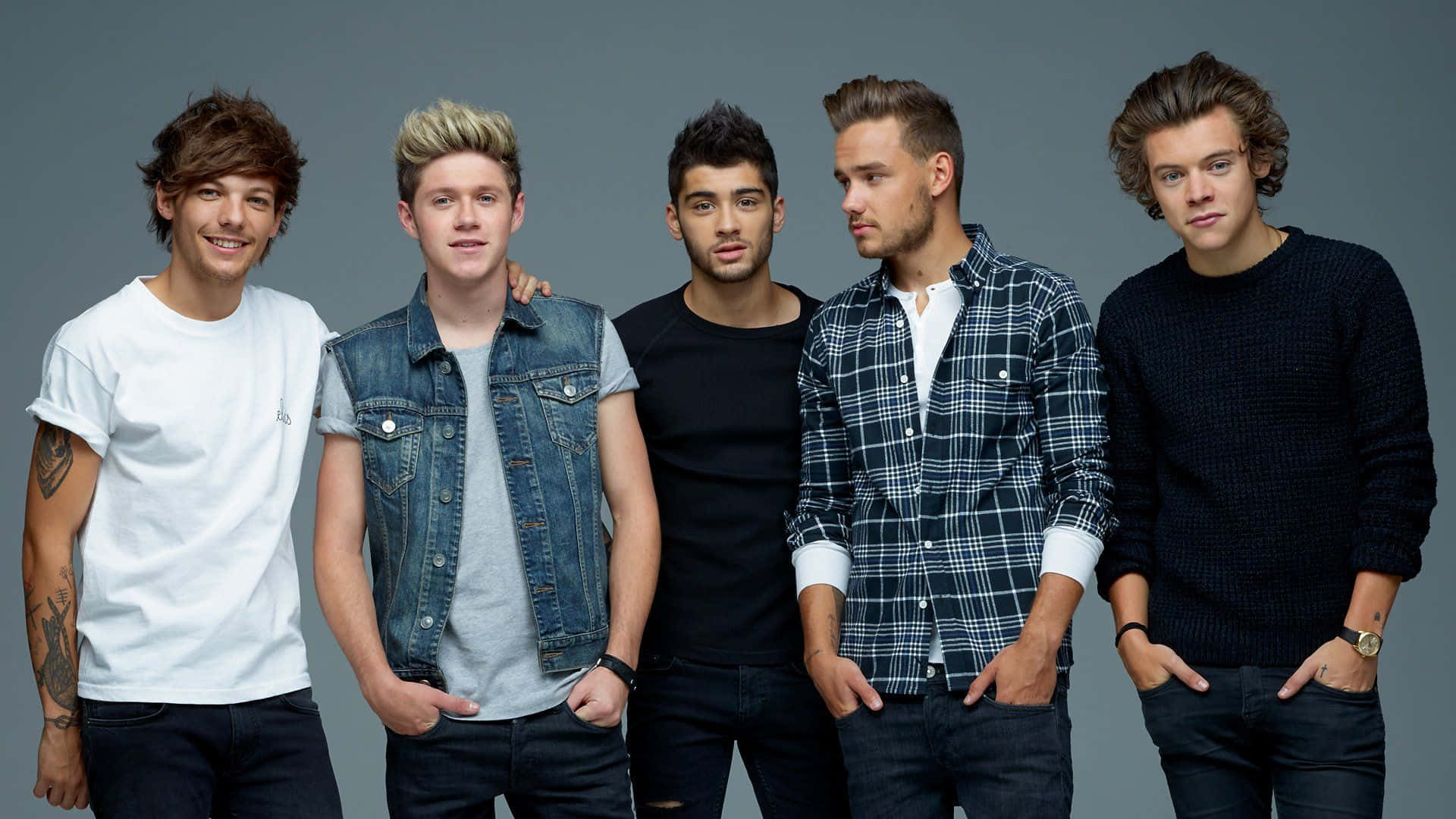 One Direction, laptop, five young men, Full HD Desktop Wallpaper