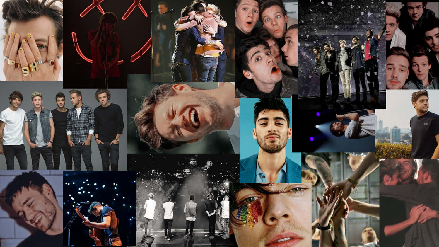 One Direction, laptop, vibrant collage, HD Desktop Wallpaper