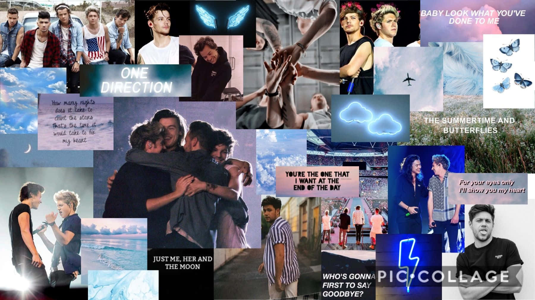 One Direction, laptop, collage, HD Desktop Wallpaper
