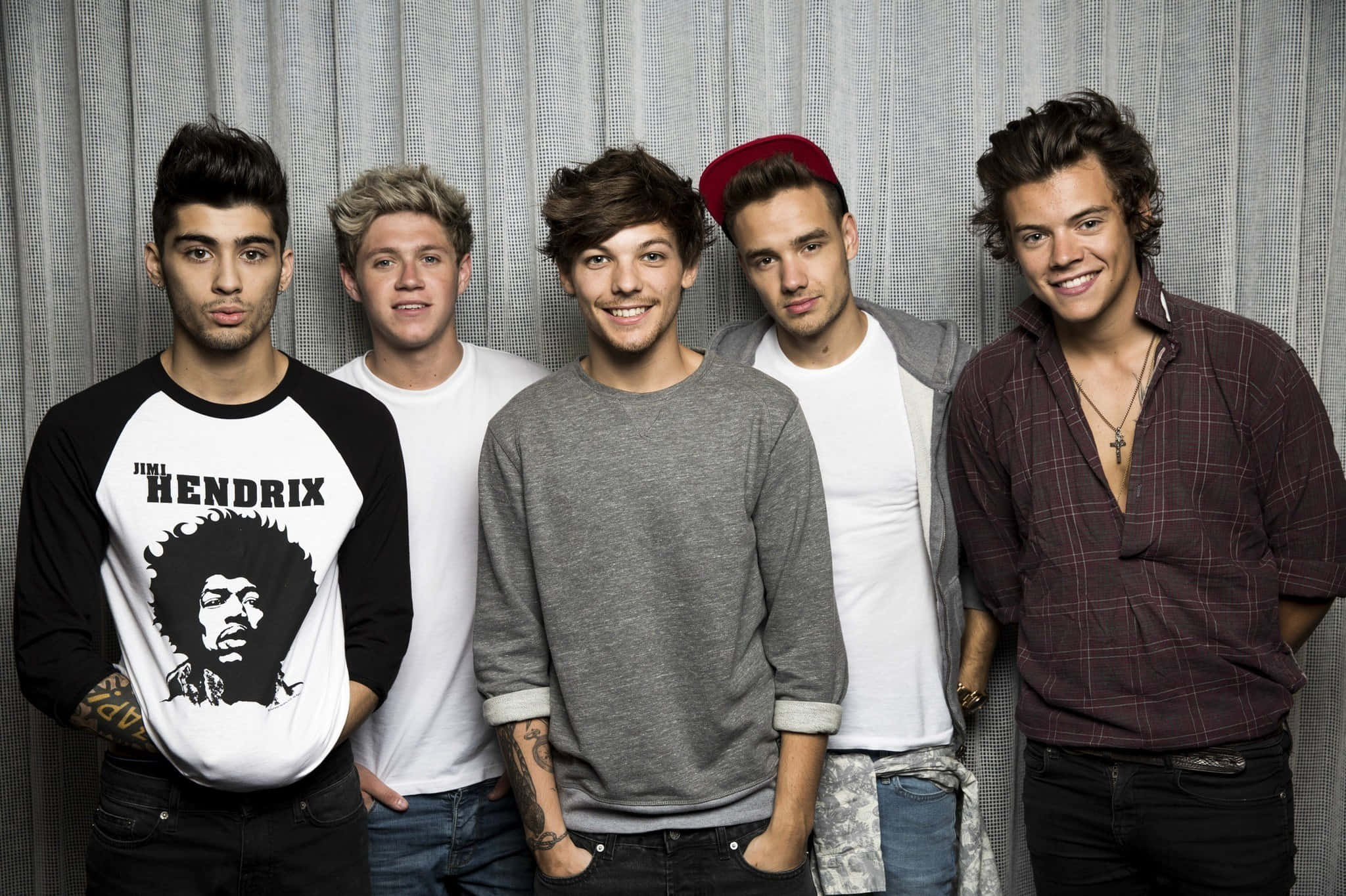 One Direction, laptop, textured gray backdrop, Full HD Desktop Wallpaper