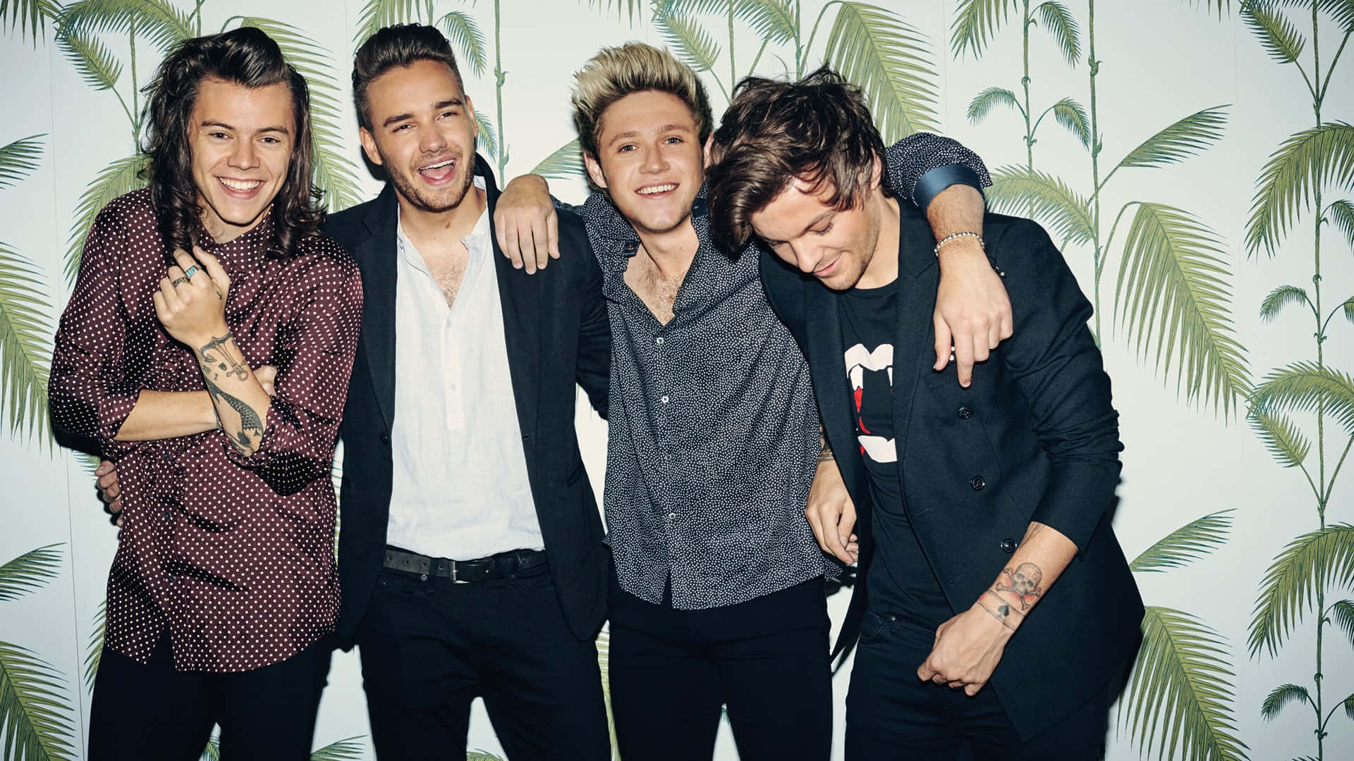 One Direction, laptop, tropical leaf wallpaper, Full HD Desktop Wallpaper
