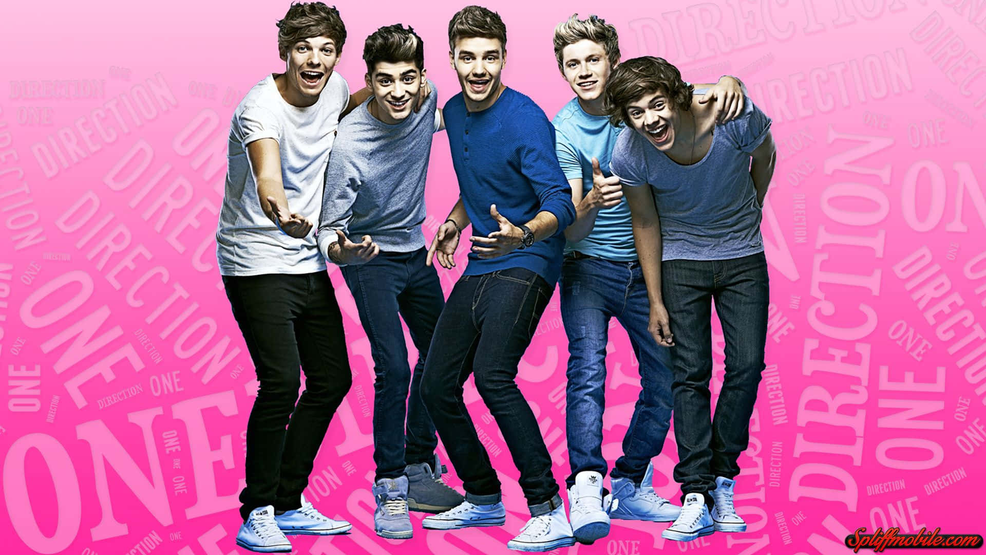 One Direction, laptop, vibrant pink background, Full HD Desktop Wallpaper