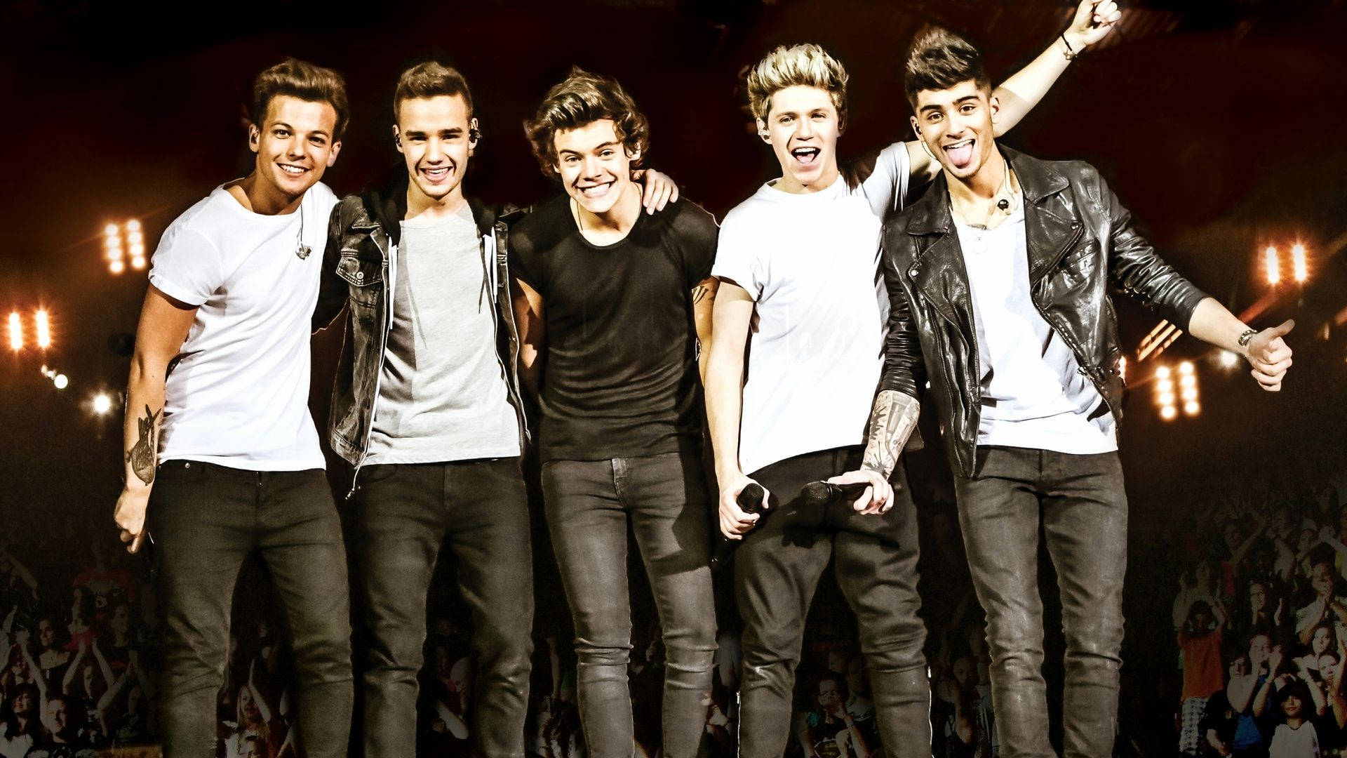 One Direction, fans, stage lights, Full HD Desktop Wallpaper
