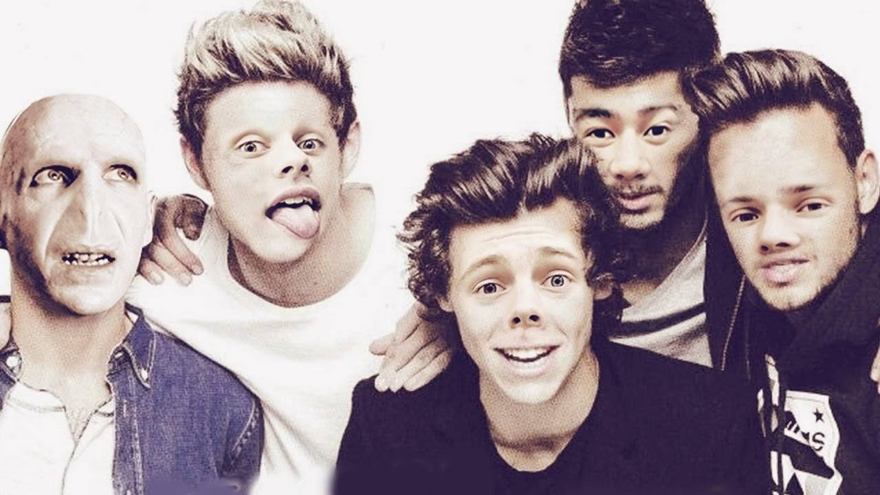 One Direction, five men, exaggerated expressions, HD Desktop Wallpaper
