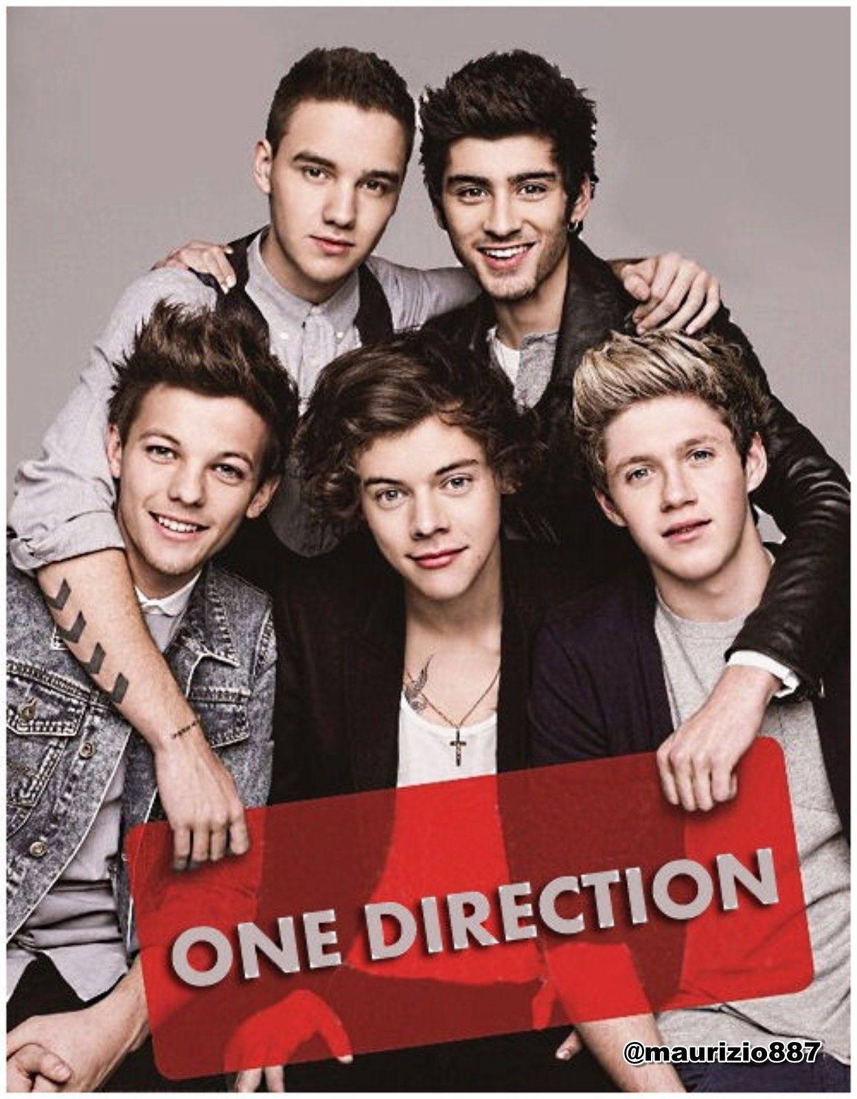 One Direction, red sign, casual clothes, HD Phone Wallpaper