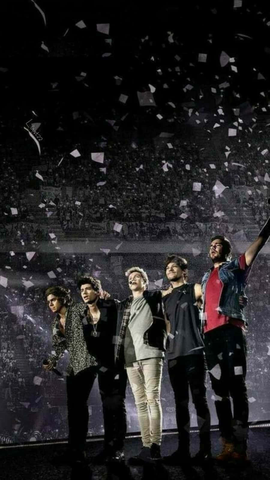 One Direction, concert stage, falling confetti, HD Phone Wallpaper