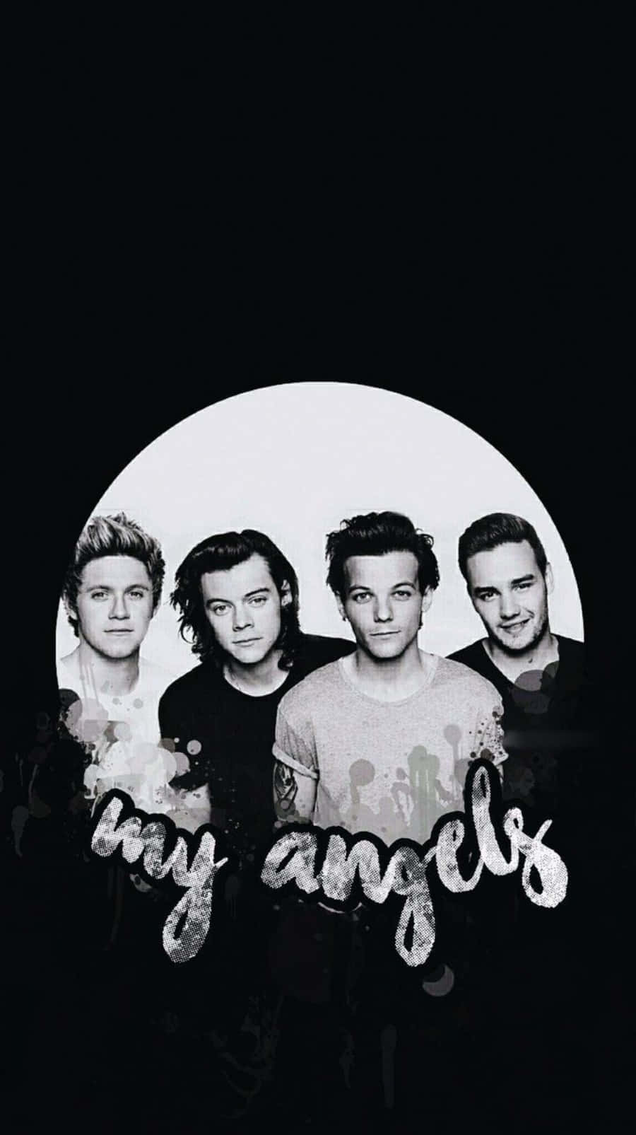 One Direction, black background, white circular glow, HD Phone Wallpaper