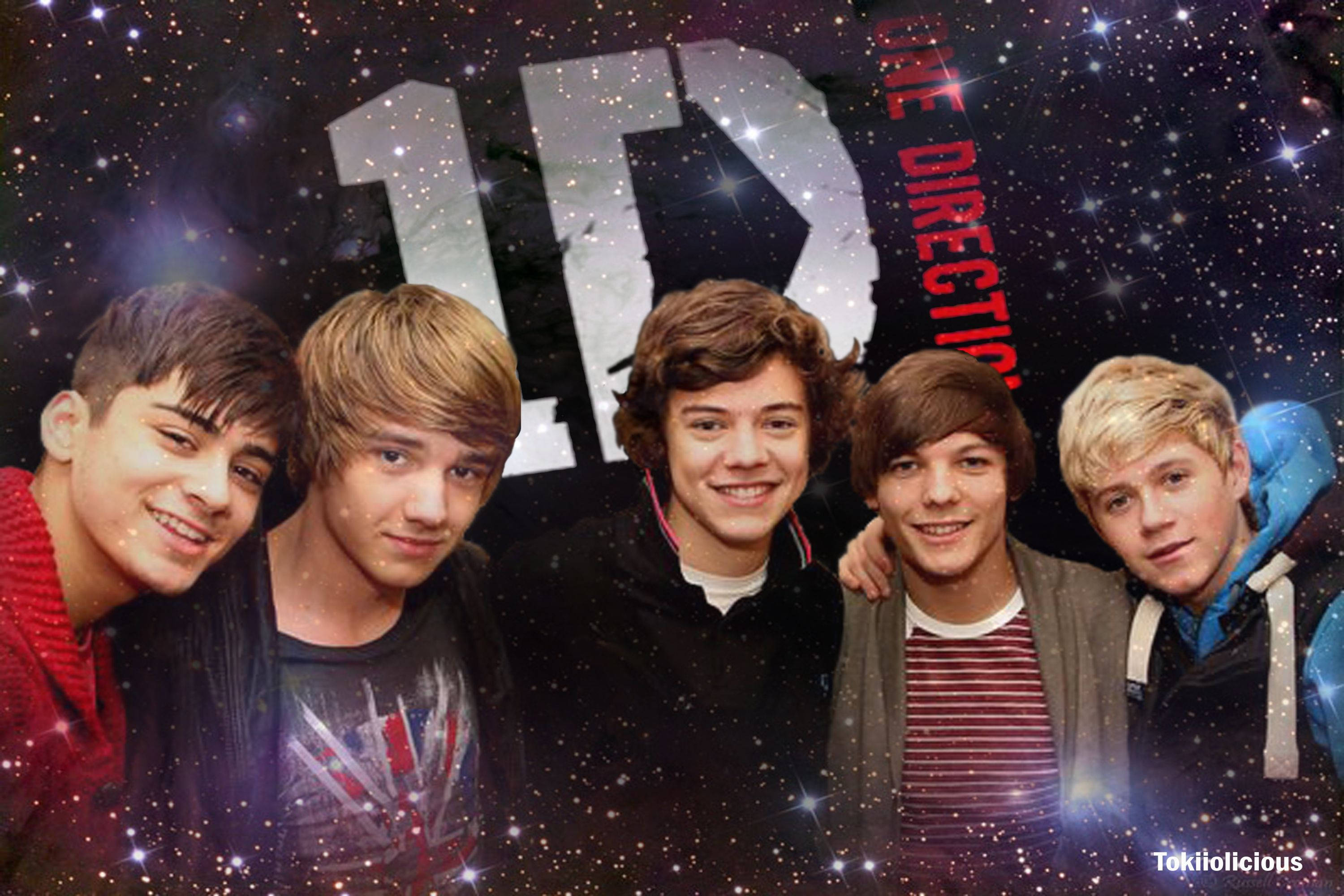 One Direction, 1D, starry background, 2K Desktop Wallpaper