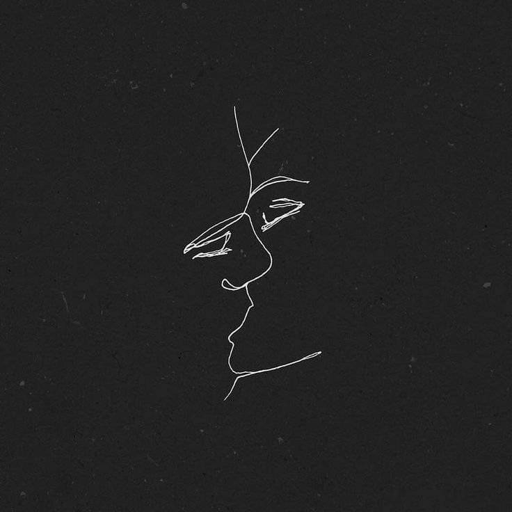 One Line Drawing, white line drawing, human face in profile, SD Desktop Wallpaper