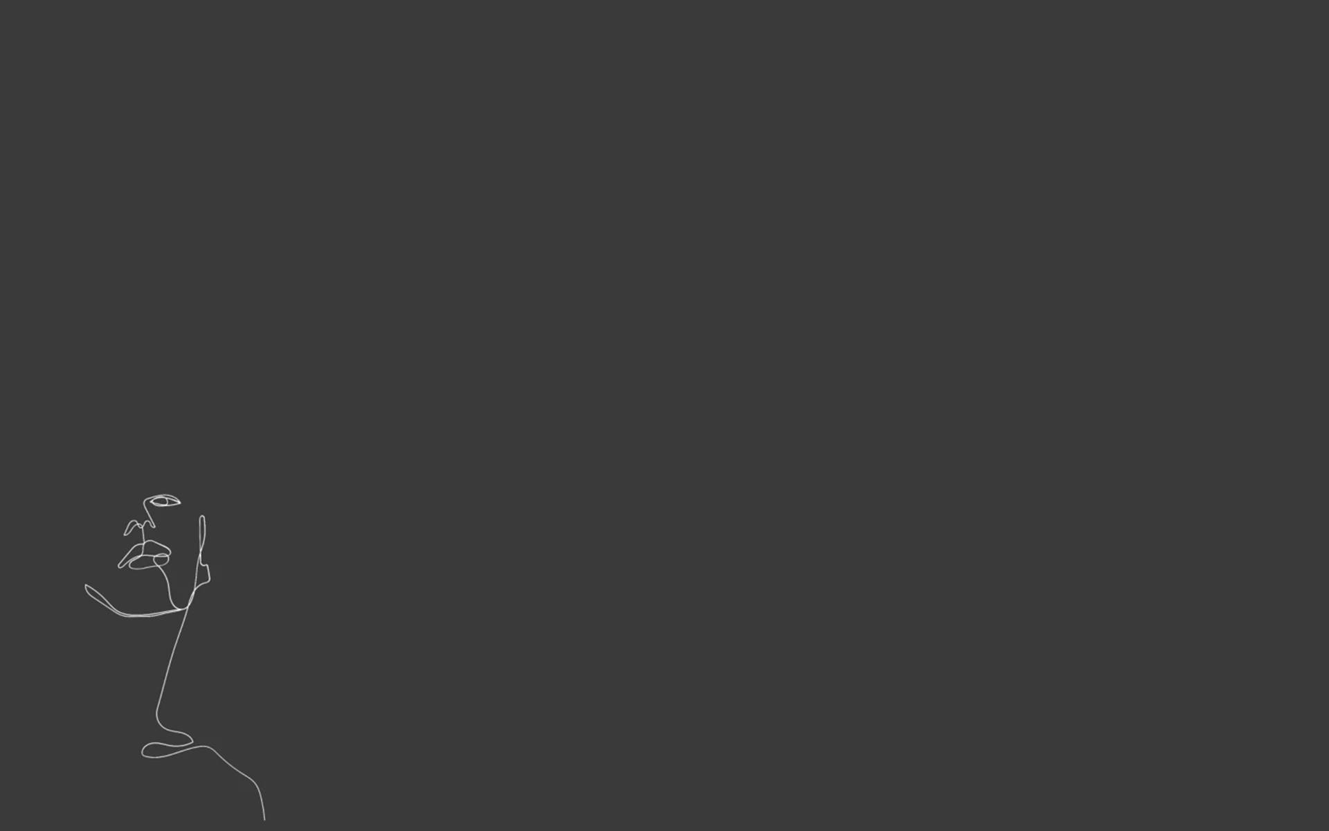 One Line Drawing, white line drawing, stylized human figure, Full HD Desktop Wallpaper