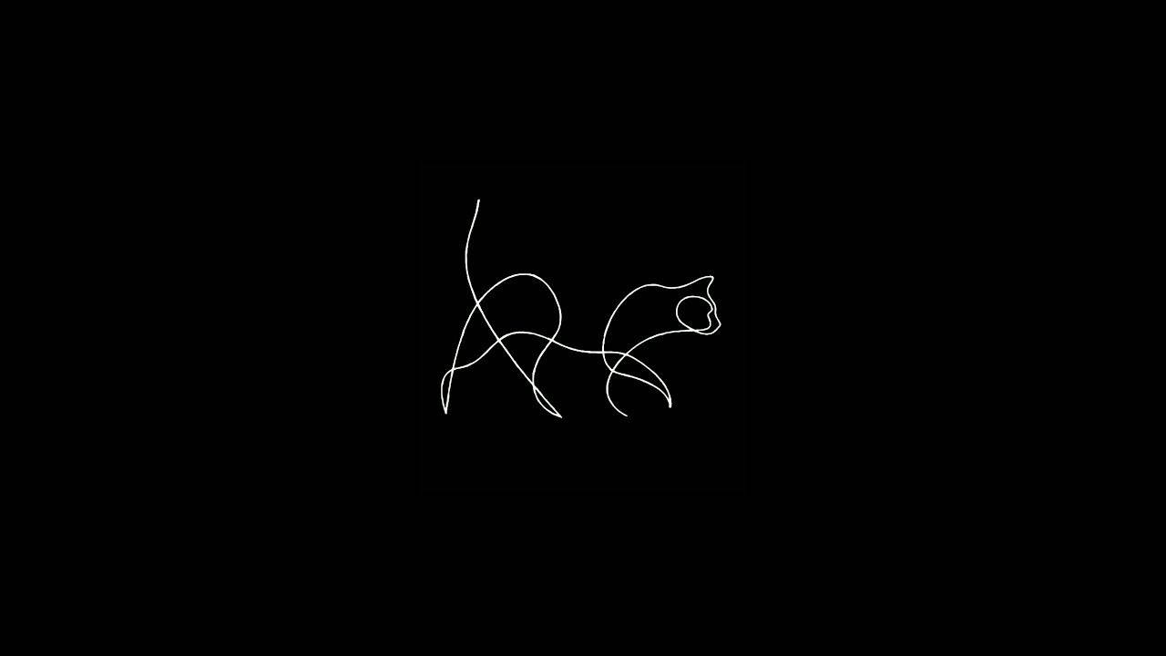 One Line Drawing, cat, white line, HD Desktop Wallpaper