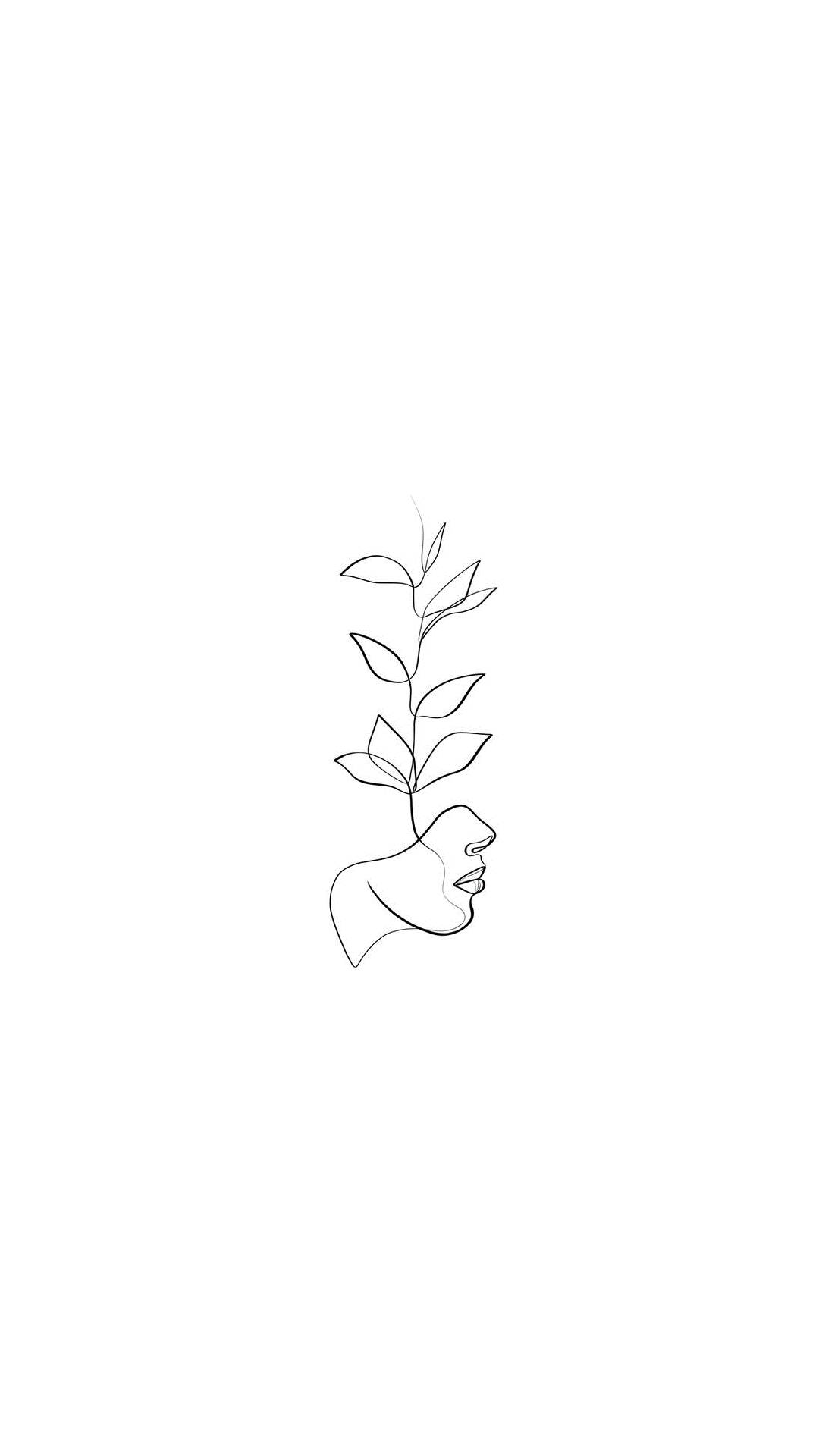 One Line Drawing, plant woman, human profile, Full HD Phone Wallpaper