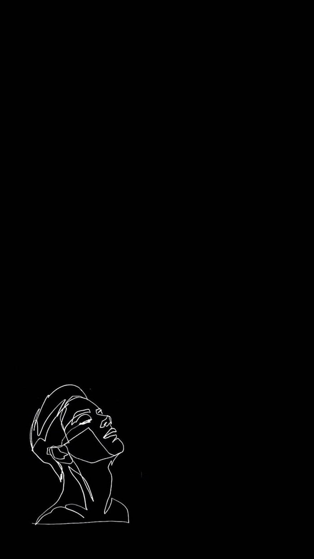 One Line Drawing, white line drawing, head tilted upward, Full HD Phone Wallpaper