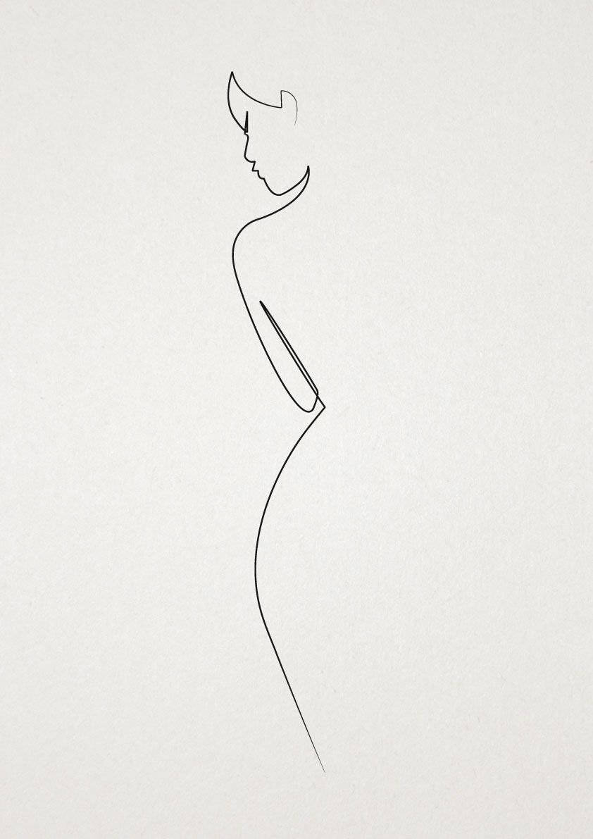 One Line Drawing, woman's silhouette, black line drawing, SD Phone Wallpaper