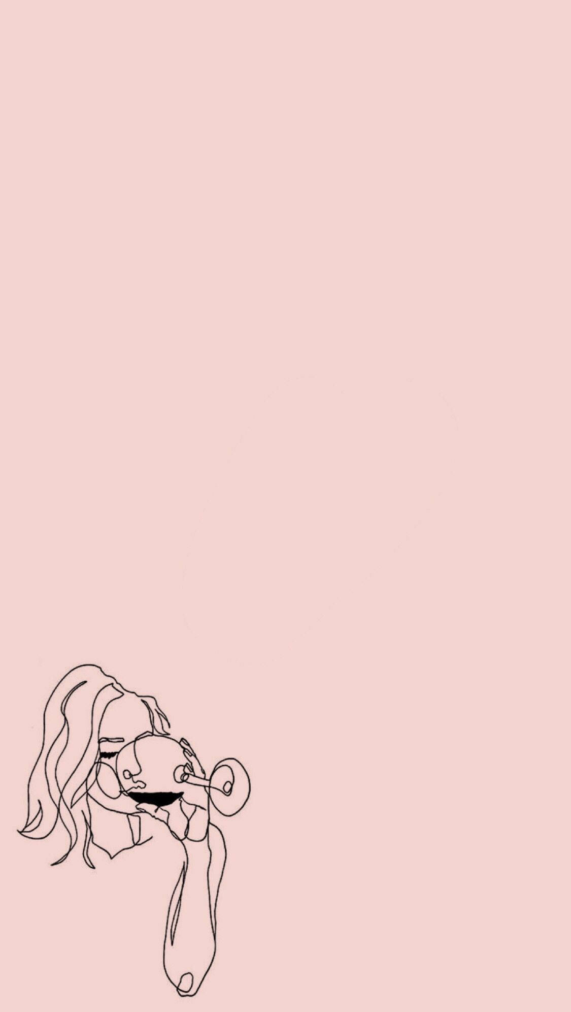 One Line Drawing, woman, wine glass, Full HD Phone Wallpaper