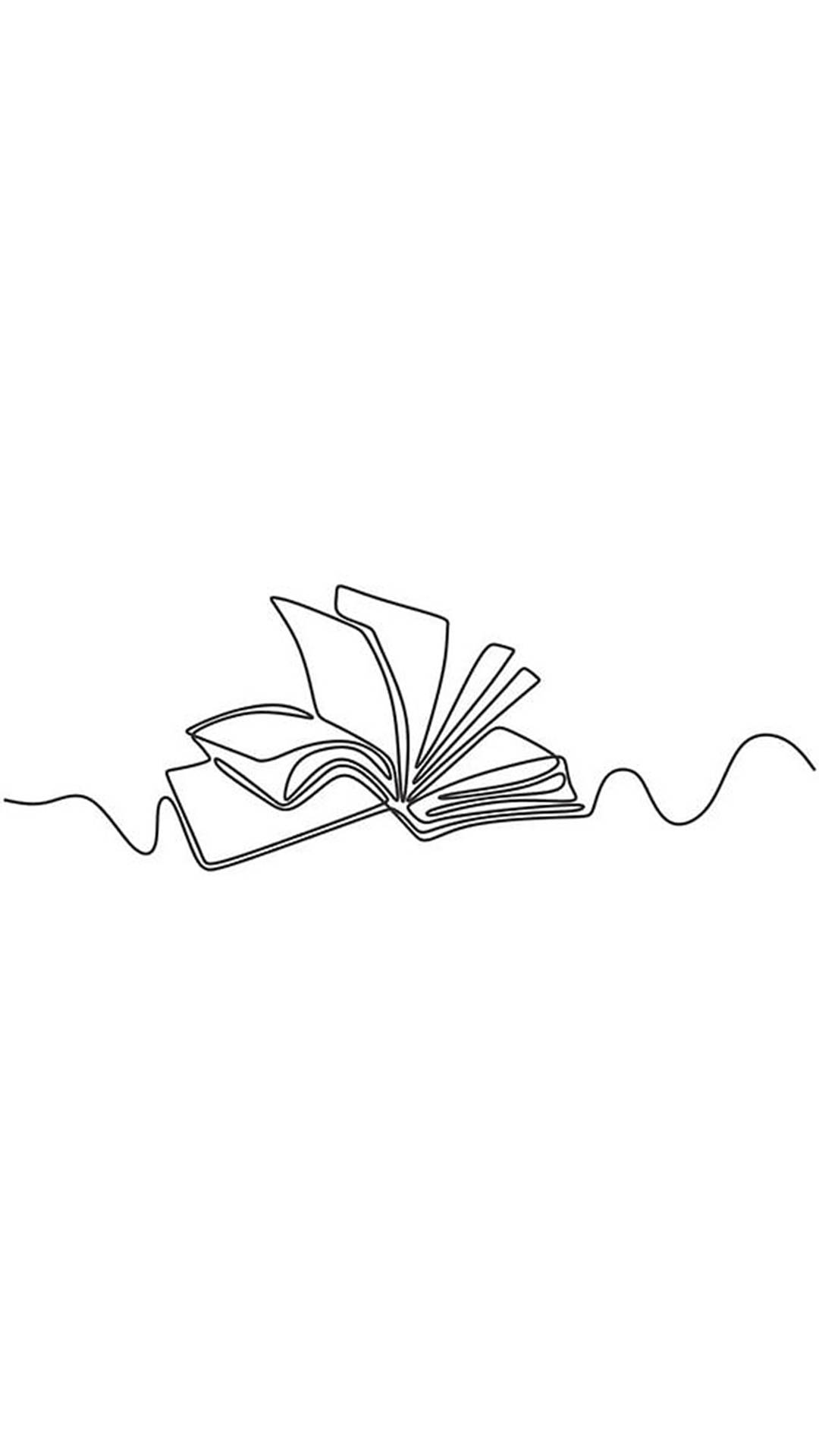 One Line Drawing Book, single-line drawing, open book, Full HD Phone Wallpaper