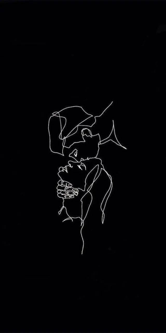 One Line Drawing, white line drawing, black background, HD Phone Wallpaper