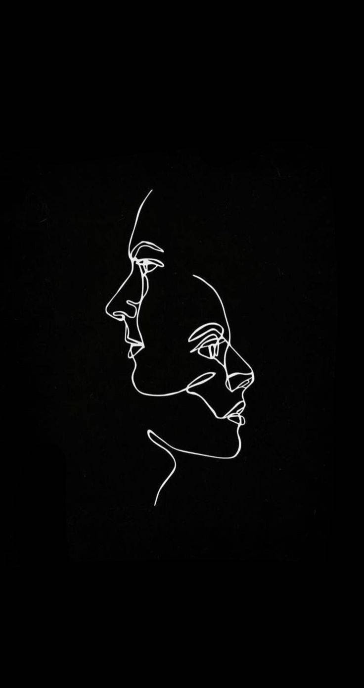 One Line Drawing, white line, human profiles, HD Phone Wallpaper