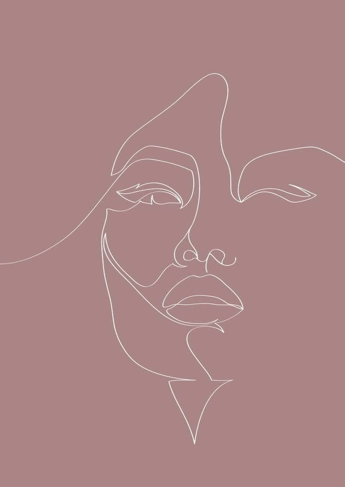 One Line Drawing, winking woman, white line drawing, SD Phone Wallpaper