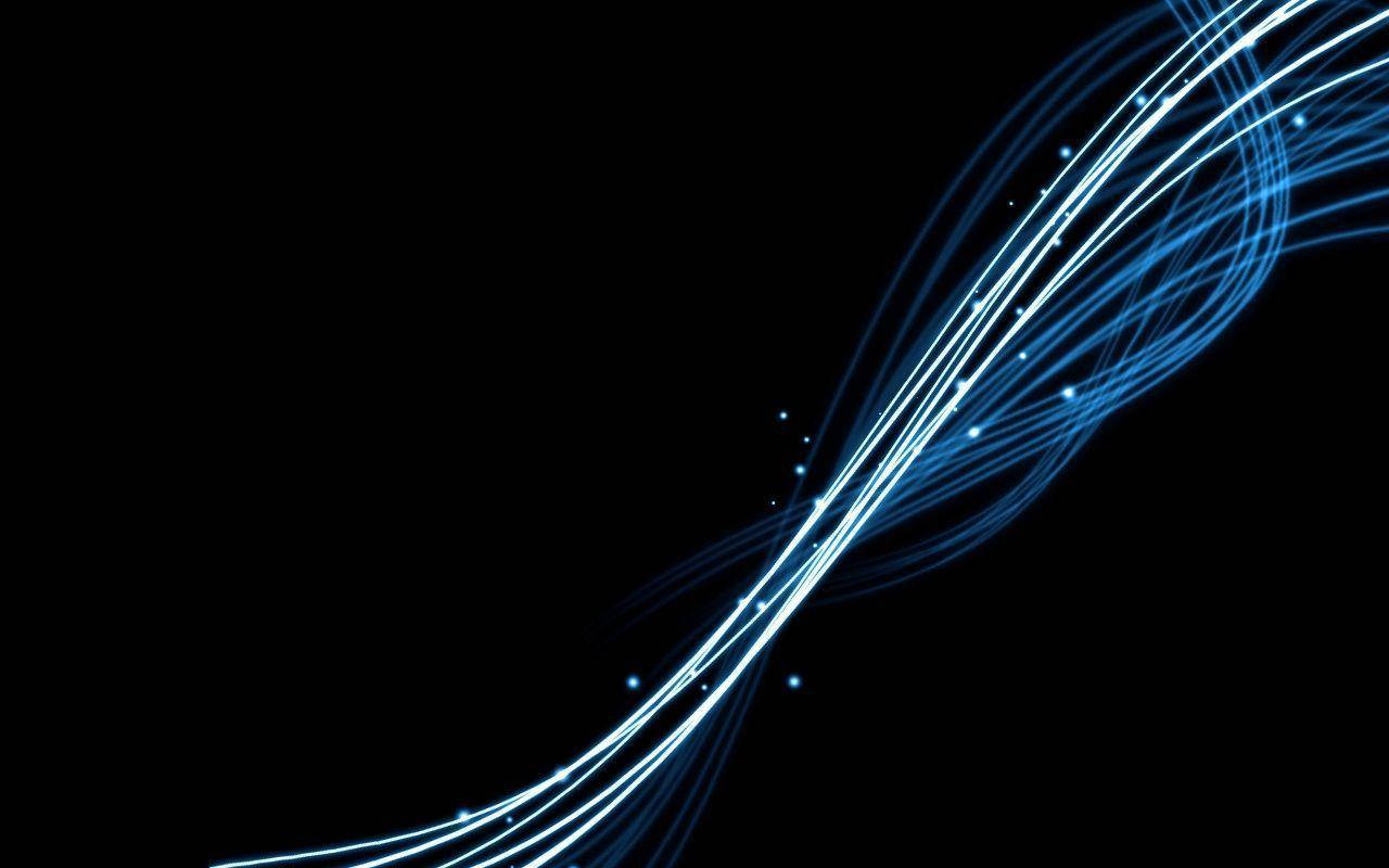 glowing blue light trails, deep black void, flowy abstract lines, HD Desktop Wallpaper