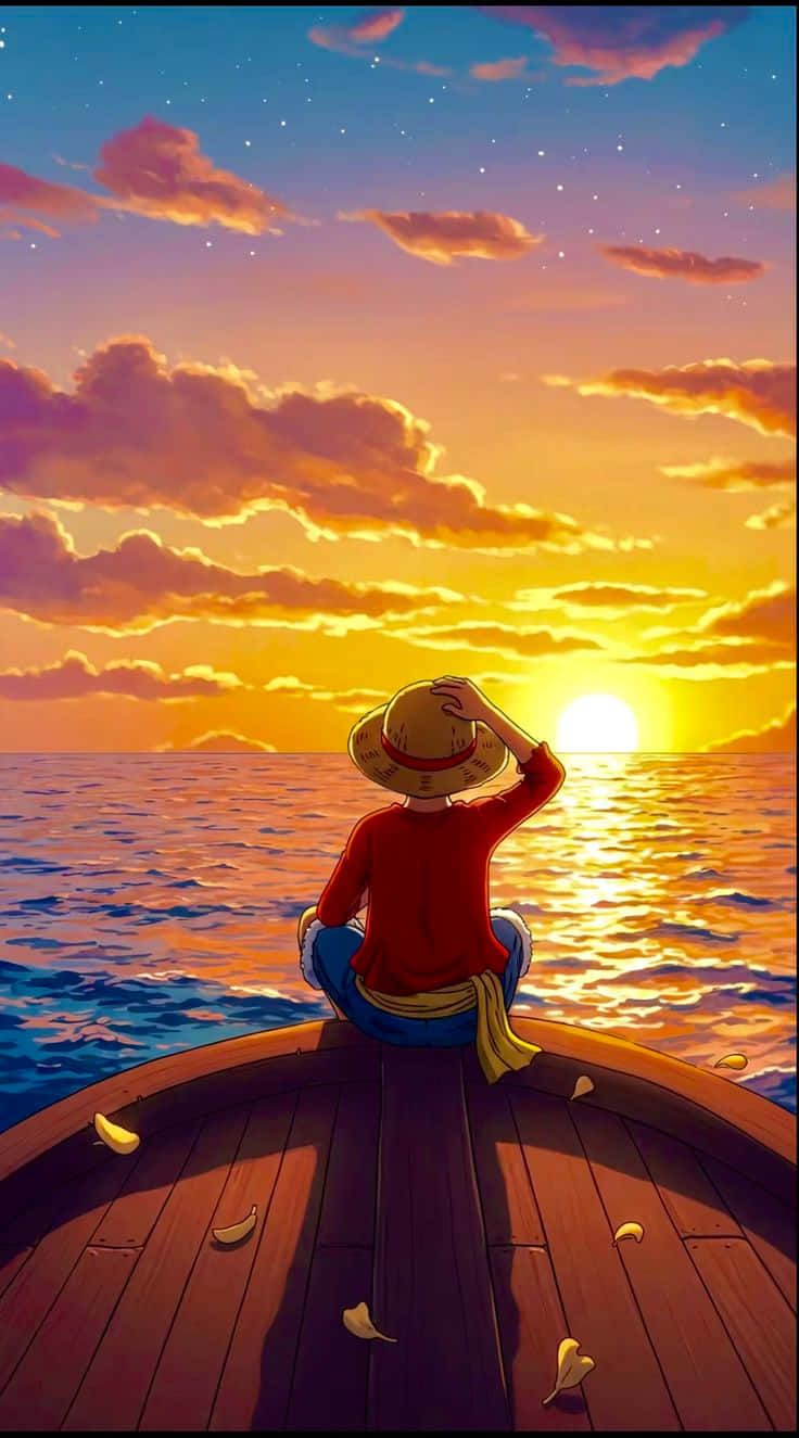 One Piece, straw hat, wooden boat, HD Phone Wallpaper