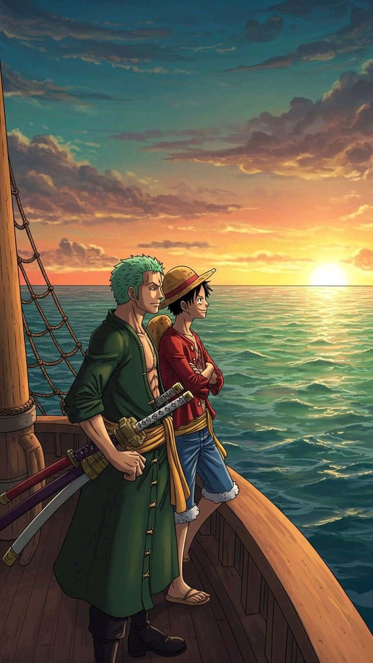 One Piece, anime characters, ship's railing, HD Phone Wallpaper