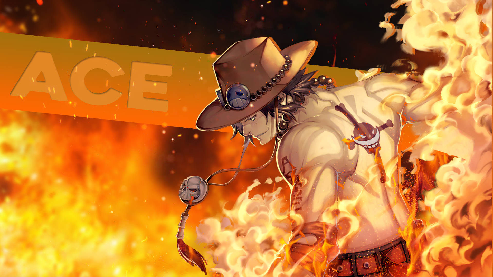 Ace, One Piece, fiery anime character, Full HD Desktop Wallpaper