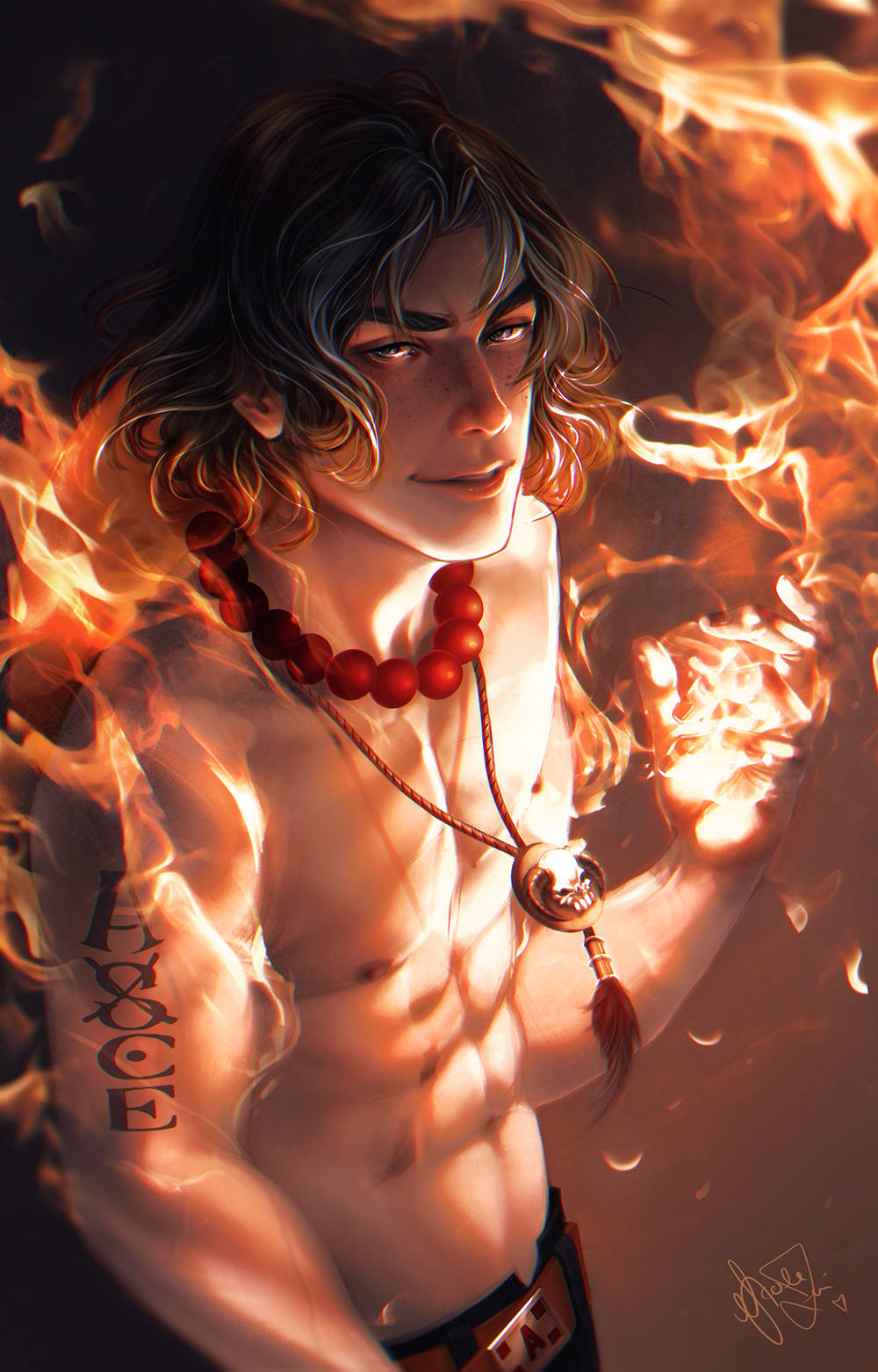 One Piece, Ace, realistic artwork, HD Phone Wallpaper