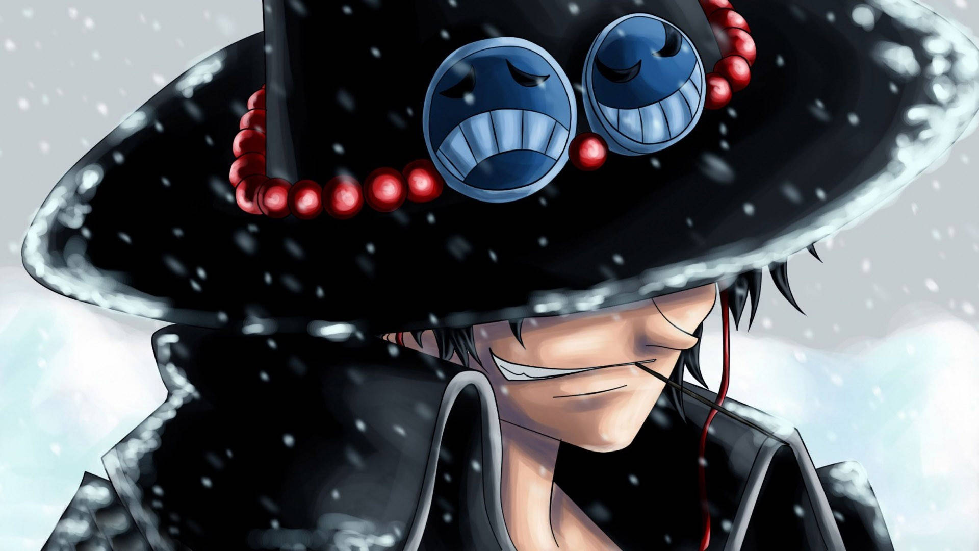 One Piece Ace, mysterious grin, snowstorm, Full HD Desktop Wallpaper