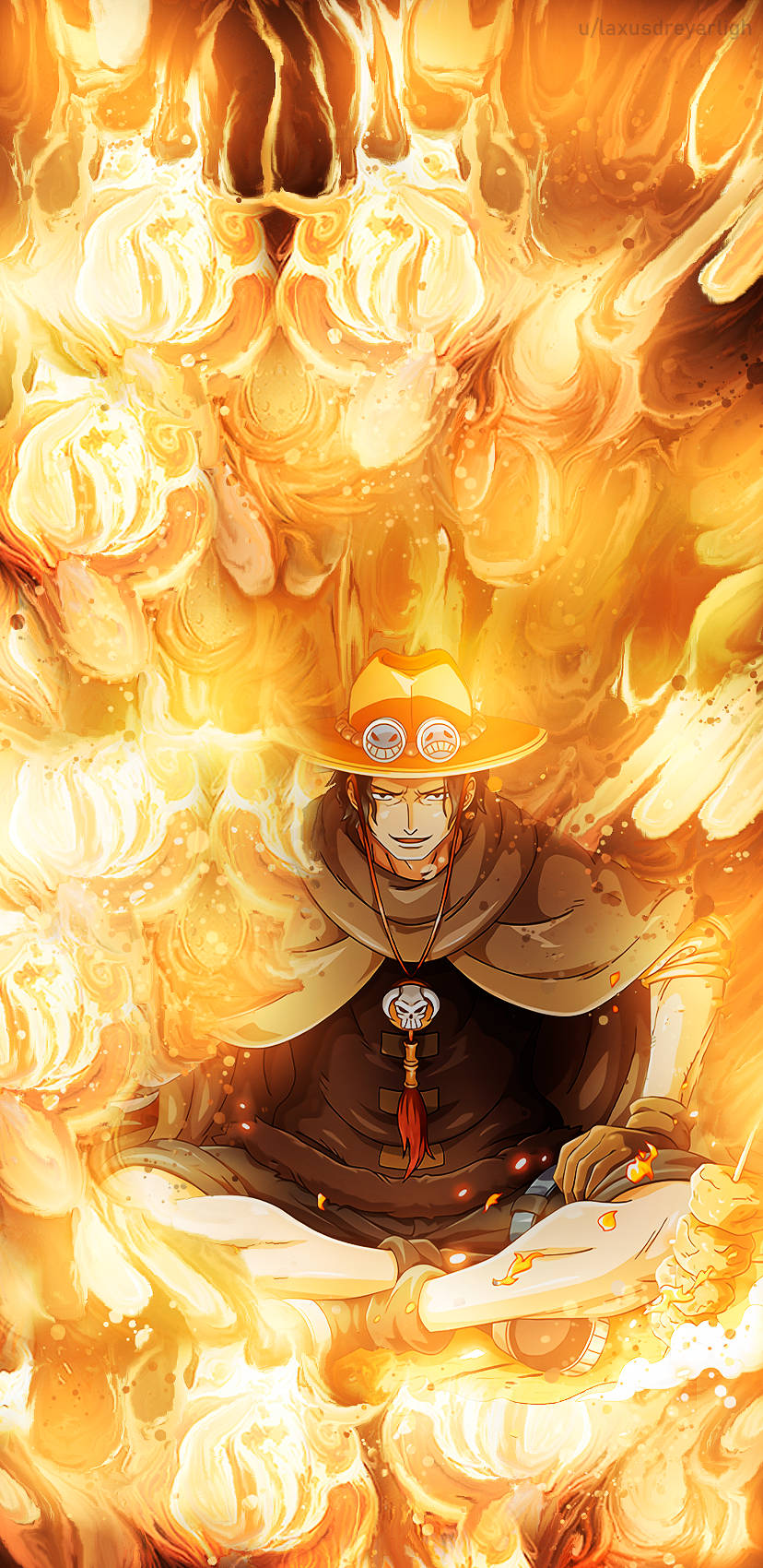 One Piece Ace, fire, yellow hat, HD Phone Wallpaper