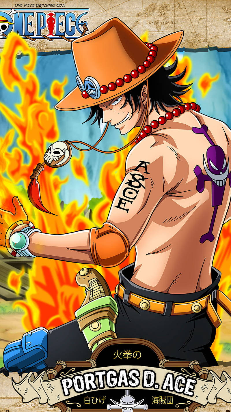 One Piece Ace, skull necklace, orange hat, HD Phone Wallpaper